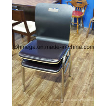 Chaise empilable noire de restaurant de Bentwood avec la garniture (FOH-SBC01)